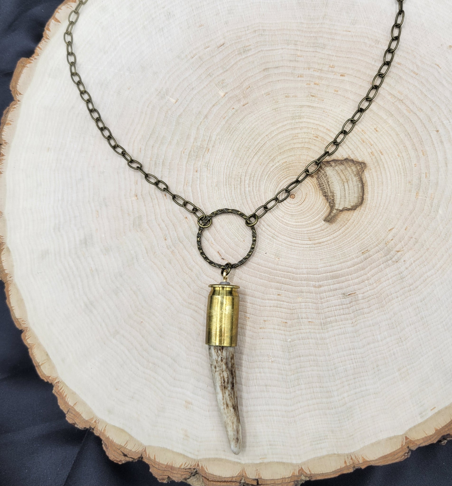 Rustic .45 Caliber Elk Antler Necklace