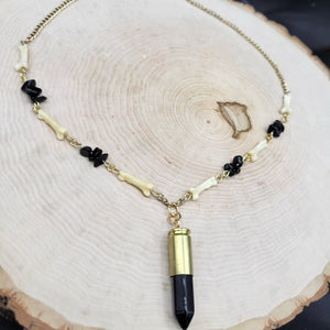 Onyx, Raccoon Bone, & Obsidian Statement Necklace